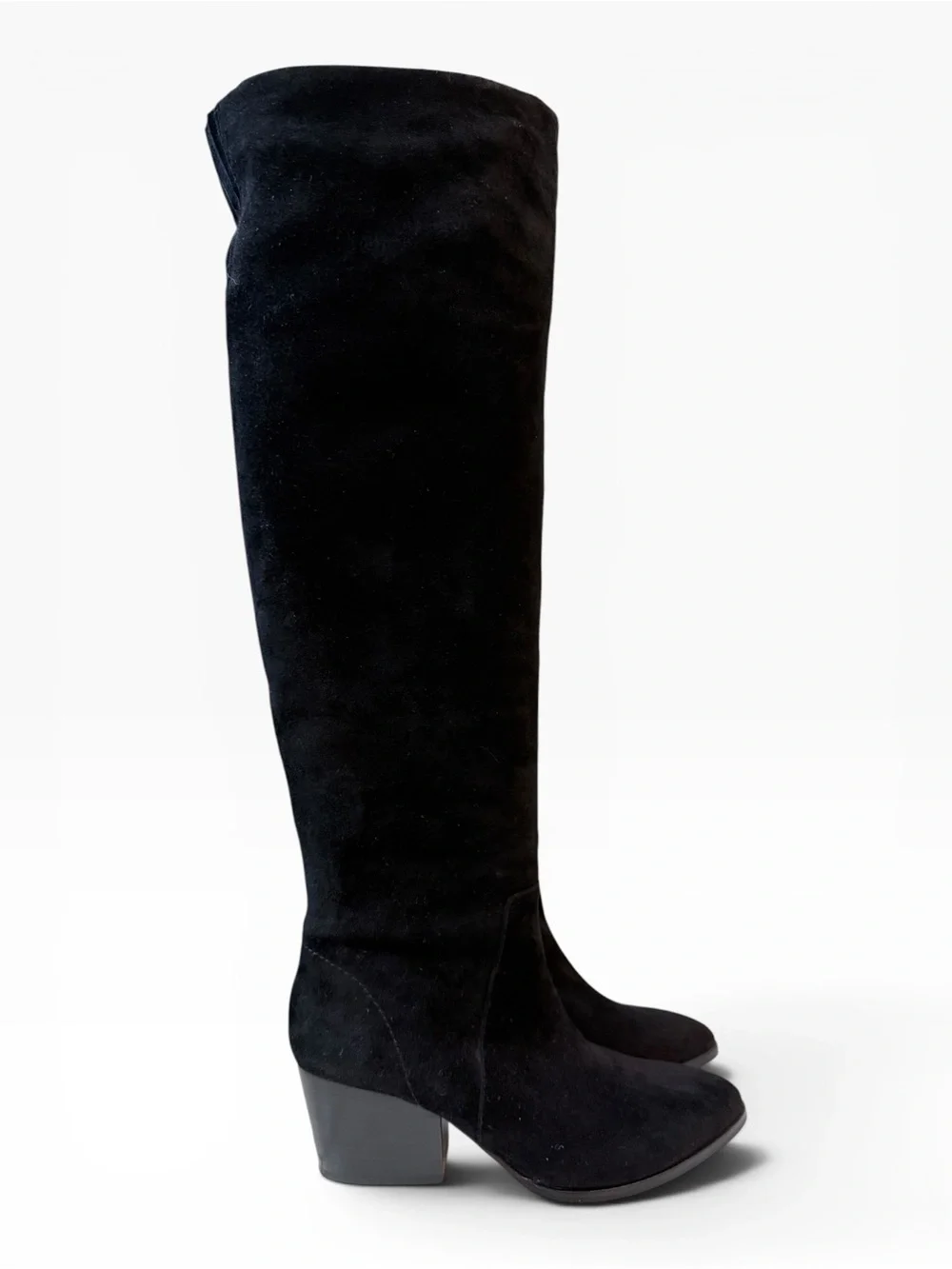 Vince Camuto Nestel Knee High Suede Heeled Boots Black Size 7
